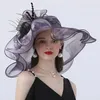 Hüte mit breiter Krempe, eleganter Bowler-Hut für Mädchen und Frauen, Fascinator, Fischer, mit großer Schleife, für den Sommer im Freien