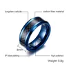 Meaeguet Trendy 8MM Blauw Wolfraamcarbide Ring Voor Mannen Sieraden Zwart Koolstofvezel Trouwringen USA Maat S18101607260l