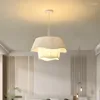 Lâmpadas pendentes estilo nórdico cremoso e27 candelabro quarto luzes minimalista branco pendurado tecido led suspender luminárias de decoração de casa