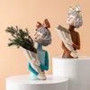 装飾的な置物の創造的な弓の女の子樹脂花瓶像の装飾モダンミニマリストリビングルームポーチベッドルームデスクトップショップ窓飾りギフト231207