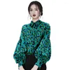 Women's Blouses Spring Autumn 2024 Women Clothing Vintage Floral Printed Tops Lantern Sleeve Loose Pullovers Blouse Shirts