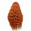 Perruques de cosplay vente perruque de dentelle femme perruque orange ondulation de l'eau cheveux longs bouclés mat haute température soie perruque synthétique couverture complète de la tête 231211