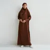 Ubranie etniczne muzułmańskie z kapturem rękaw z kapturem Onepiece modlitwa Dres Jilbab Islamski Dubaj Saudyjska czarna szata Turkish Modestia 231208