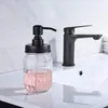 Svart Mason Liquid Soap Dispenser burk lockar Rost Proof Rostfritt stål Badrumschampo tvålar Lotion Pumplock Inga burkar