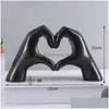 Objets décoratifs Figurines Nordic Love Heart Gesture Scpture Décoration de la maison Live Statue Ornements de mariage pour salon bureau Dhqqb