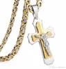 Hot Sale Multilayer Christ Jesus Pendant Necklace Stainless Steel Link Byzantine Chain Heavy Men Jewelry Gift1277339