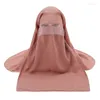 Vêtements ethniques Musulman Face Cover Écharpe Islamique Niqab Burqa Bonnet Hijab Mousseline de Soie Chapeaux Abaya Femmes Hijabs Crème Solaire Araba Long