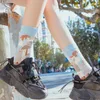Women Socks Creative Funny Crew Cotton Woman Streetwear Skateboard Gothic Art Style Building Flowers Sock