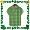 Męskie koszule męskie wiosna i lato St. Patricks Day Single Breamed Shirck Shirt Lapel Full Print Short Sleeve Graphic T