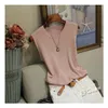 Women's Tanks WDMSNA Fashion Woman 2023 Summer Sleeveless Solid Color Tank Top Women O-neck Knitted Tops Clothes Slim Womens