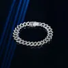 Manufacturer custom 10mm cuban chain 925 silver thick chain chunky bracelet zirconia full paved ice out cuban chain bracelet