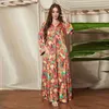 Ropa étnica Lujo Maxi Abaya Imprimir Jalabiya Vestido Noche Kimono Cardigan Túnicas musulmanas Vestidos Eid Ramadán Islámico Djellaba