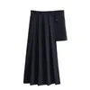 Юбки Асимметричная юбка женская со средней талией плиссированная для женщин 2023 шикарная осенняя элегантность