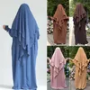Etnik Giyim 2 Parçalı Abaya Müslüman Kadınlar Uzun Khiamr Hijab Maxi Elbise Türkiye Dua Giyim Burka İslam Arap Kaftan Dubai Ramazan