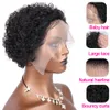 Perruque Lace Frontal Wig naturelle péruvienne courte bouclée, cheveux humains, coupe Pixie, HD, plumée, 8 pouces, 13x1, pour femmes noires