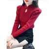 Suéteres femininos estilo chinês fivela suéter de malha para mulheres outono e inverno roupa interior 2023 moda nacional top interno