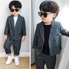 Set di abbigliamento Stupta per ragazzi per bambini primaverili 2 pcs pantaloni sciolti a doppio petrolio in stile britannico di moda causale 4-10 anni