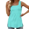 Camisoles tanques de verão regatas para mulher pescoço quadrado solto ajuste casual moda fluida sem mangas túnicas de manga longa