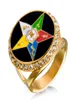 Gold 316 Stainless steel Religious OES Eastern Star Ladies rings items for Women With Crystal stones Jewelry for Female8950585