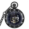 Pocket Watches Antique Style Double Roman Number Diail Silver Tone Case Men's Hand Wind Mechanical Watch With FOB Chain Nice Xmas Gift