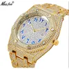 Moissanite relógio marca hip hop high end cheio de diamantes calendário à prova dwaterproof água relógio masculino pode passar no teste