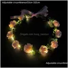 Flashing Hair Braid Party Decoration Glowing Garland Hairband Wedding Crown Flower Headband Women Girls Led Light Up Wreath Luminous Dhxcd