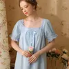 Vêtements de nuit pour femmes Sexy Princesse Vêtements de nuit Robe de chambre Chemises de nuit Femmes Manches courtes Lâche Longue Robe Pur Coton Vintage Robe de nuit