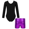 Stage Wear Enfants Fille Ballet Danse Gymnastique Justaucorps Patinage Artistique Dancewear Body À Manches Longues Avec Shorts Yoga Sportswear Maillots De Bain