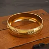 Bangle 24K Goud Kleur Breedte 14MM Diameter 70MM Vrouwen Mannen Bruid Bruiloft Armband Afrika Ethiopische Arabische Sieraden Charme Party Geschenken