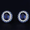 Choucong Brand Stud örhängen lyxiga smycken 925 Sterling Silver Oval Cut Blue Sapphire CZ Diamond Gemstones Löfte kvinnor Engageme306n