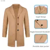 Casacos de Trench Masculinos Primavera Inverno Mens Marca Fleece Blends Jaqueta Masculina Sobretudo Casual Sólido Slim Collar Casacos Longo Algodão Trench Coat StreetwearT5BS