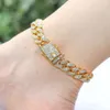 2022 Simple 12mm Cz Cubic Cuban Link Chain Anklet Rose Gold Miami Cubic Zircon Ankle Bracelet For Women