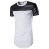 T-shirts pour hommes été garçons T-shirt en cuir noir à manches courtes hauts T-shirt hommes chemise décontractée surdimensionné Patchwork coton T-shirt Xxl