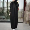 Hoodies femininos vestido muçulmano mulheres moletom elegante manga longa maxi feminino casual sólido com capuz vestidos robe S-3XL
