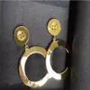 Pendientes de botones dorados de moda aretes para mujer fiesta amantes de la boda regalo joyería compromiso con caja NRJ3314
