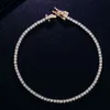 necklace moissanite chain real gold mossanite bracelet moissanite prong setting tennis chain 6-9 inch hiphop style mens bracelet