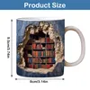 3D Bookshelf Coffee Mug 11 Oz Library Shelf Mug Book Lover Mug Creative Ceramic Bookshelves Hole In A Wall Mug Cool Christmas Gifts for Readers Book Lovers