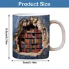 Tazza da caffè per libreria 3D Tazza da scaffale per libreria da 11 Oz Tazza per amante dei libri Scaffali creativi in ceramica Tazza con foro nel muro Fantastici regali di Natale per i lettori Amanti dei libri