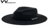 Bred Brim Autumn Trilby Caps Kvinnlig manlig mode Top Hat Jazz Cap Winter Panama Hat Vintage Fedoras Men Mafia Hat kände YY17294 T207038761