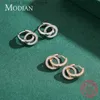 Stud Modian Rose Gold Kolor Kolor Kolorowania Klasyczne 925 STRIBLING SREBRNY CLEAR CLED CZ Dangle Folring dla kobiet biżuteria ślubna YQ231211