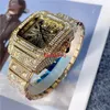 Skeleton Diamond Dial Watches Den senaste mäns hiphop -klocka 2023 Silverfodral Iced Out Large Diamond Bezel Quartz Movement Wristwatch Shiny Good