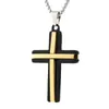 Naszyjniki wiszące Kreatywny design podwójny krzyż Naszyjnik męski stal nierdzewna Jezus Jezus Katolickie modlitwa chrześcijańska biżuteria