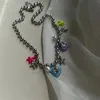 Anhänger Halsketten Süße Coole Art Candy Farbe Perle Herz Y2k Halskette Für Mädchen Perlen Kette Einfache Sterne Edelstahl Schlüsselbein Geschenke