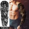 Tatuajes temporales Hombres increíbles gran brazo completo manga tatuaje dios lobo luna dragón león rey tigre bosque diseños cuerpo grande 231208