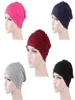 Beanie Skull Caps Mujeres Turbante Sombrero India Musulmán Volantes Quimio Señoras Beanie Bufanda Envoltura Para La Cabeza Gorra Elástica Color Sólido1283o665677823