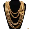 Chaînes Designer de luxe Collier pour hommes Chaîne en or Bijoux en acier inoxydable Hip Hop Cuban Link Rapper Accessoires Bijoux de mode Drop D Dho6C