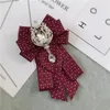 Neck Ties Fashion Large Bow Tie Necktie Crystal Tassel Ribbon Collar With Brooch Women Vintage Elegant Costume Jewelry Collar Pin Red Blue 231208