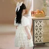 Girl Dresses Cute Short Sleeve O-neck Bow Tiered Ball Gown Flower Girls Princess Special Occasion Custom Costume 2023