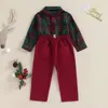 Ensembles de vêtements pour bébés garçons, tenues pour hommes, chemise à carreaux à manches longues et pantalon à bretelles, ensemble de 2 pièces