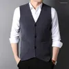 Coletes masculinos Top Grade Autum Marca de Moda Slim Fit Malha Cardigan Camisola Colete Homens Vintage Inverno Lã Sem Mangas Casual Homem Roupas